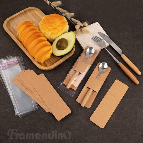 Framendino, 200 Pack Bookmark Sleeves Kraft Paper and Transparent Self Adhesive Bag for Wrappin Gift in Saudi Arabia