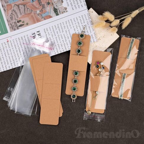 Framendino, 200 Pack Bookmark Sleeves Kraft Paper and Transparent Self Adhesive Bag for Wrappin Gift in Saudi Arabia