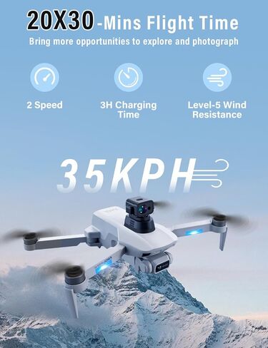 Drones with 2K HD Camera for Adults, GPS RC Drone Brushless Motor, 5G Wi-Fi Transmission, Smart FPV Foldable Quadcopter for Beginners, Auto Return, Follow Me, Waypoints, 30 Mins Flight Time in Kuwait