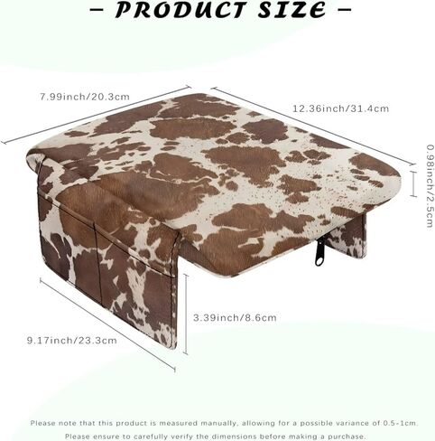 Wanyint Brown Beige Cow Print Car Center Console Pad Comfortable Armrest Box Protector Soft Hand Rest Pillow for Car Seat Organizer Arm Rest Cushion Protective Cover Automobile Decor in Saudi Arabia