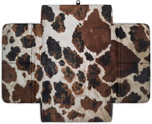 Wanyint Brown Beige Cow Print Car Center Console Pad Comfortable Armrest Box Protector Soft Hand Rest Pillow for Car Seat Organizer Arm Rest Cushion Protective Cover Automobile Decor in Saudi Arabia
