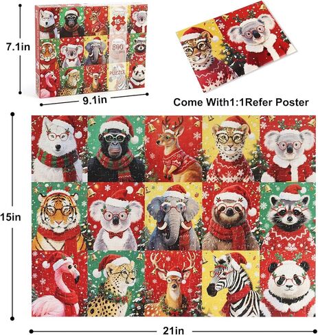 500 Piece Christmas Jigsaw Puzzles for Adults, Fun Winter 2024 Jigsaw Dogs Twelve Pieces Puzzles Presents, Adults Challenging Perfect for Game Nights, Xmas Creative Family Play & Holiday Party Gifts in Saudi Arabia