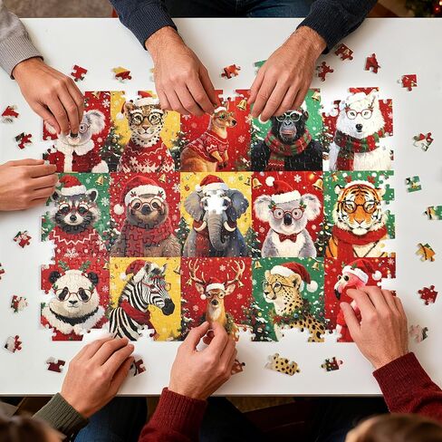 500 Piece Christmas Jigsaw Puzzles for Adults, Fun Winter 2024 Jigsaw Dogs Twelve Pieces Puzzles Presents, Adults Challenging Perfect for Game Nights, Xmas Creative Family Play & Holiday Party Gifts in Saudi Arabia