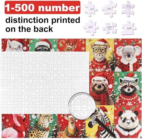 500 Piece Christmas Jigsaw Puzzles for Adults, Fun Winter 2024 Jigsaw Dogs Twelve Pieces Puzzles Presents, Adults Challenging Perfect for Game Nights, Xmas Creative Family Play & Holiday Party Gifts in Saudi Arabia