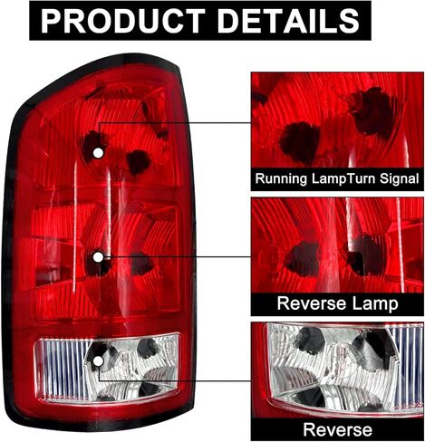 مجموعة مصابيح الذيل متوافقة مع 2002 2003 2004 2005 2006 دودج Ram1500 2500 3500 مصباح مكابح إشارة الضوء الخلفي مع المصابيح والحزام in Kuwait