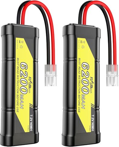 7.2V 6200mAh NIMH Battery for RC Cars, 6-Cell Flat Rechargeable Battery Pack, Replacement Hobby Battery with Tamiya Connector for Car Truck Truggy Buggy Tank Airplane Helicopter Boat Racing (2 Pack) in Saudi Arabia