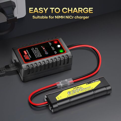 7.2V 6200mAh NIMH Battery for RC Cars, 6-Cell Flat Rechargeable Battery Pack, Replacement Hobby Battery with Tamiya Connector for Car Truck Truggy Buggy Tank Airplane Helicopter Boat Racing (2 Pack) in Saudi Arabia