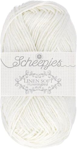 Scheepjes Linen Soft Yarn - 1 x 50g Ball, Soft White (Color 630) - Blend of Linen, Cotton & Acrylic for Knitting and Crocheting in Saudi Arabia