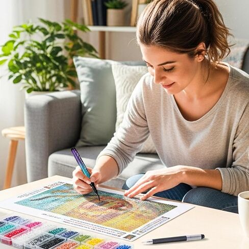 قلم رسم ماسي مريح من كايدو بدون شمع ولا يتطلب طاقة، قبضة مريحة، رؤية دون عائق، إكسسوارات فنية ماسية بدون جهد للبالغين in Saudi Arabia