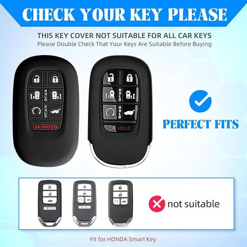 QBUC قطعتان من غطاء مفتاح Honda Key Fob، حافظة مفاتيح من السيليكون مع سلسلة مفاتيح متوافقة مع Honda 2024 2025 Odyssey، 7 أزرار (أسود + وردي) in Kuwait