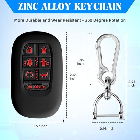 QBUC قطعتان من غطاء مفتاح Honda Key Fob، حافظة مفاتيح من السيليكون مع سلسلة مفاتيح متوافقة مع Honda 2024 2025 Odyssey، 7 أزرار (أسود + وردي) in Saudi Arabia