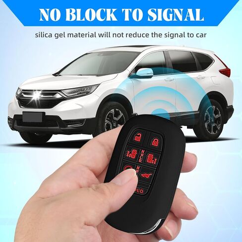 QBUC قطعتان من غطاء مفتاح Honda Key Fob، حافظة مفاتيح من السيليكون مع سلسلة مفاتيح متوافقة مع Honda 2024 2025 Odyssey، 7 أزرار (أسود + وردي) in Saudi Arabia