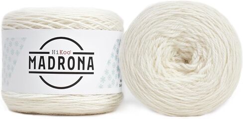كعكة غزل هايكو مادرونا، صوف الألبكة الصغير، ميرينو، فسكوز الخيزران ومزيج النايلون، 100 جرام، 402 ياردة، #1400 - مسحوق الثلج in Kuwait