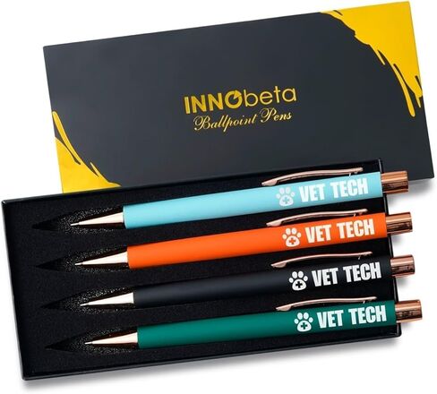 InnoBeta Vet Tech Gifts, Ballpoint Pen Set of 4, Appreciation Gifts for Veterinary Technologists on Christmas, Birthday and End of Year in Kuwait