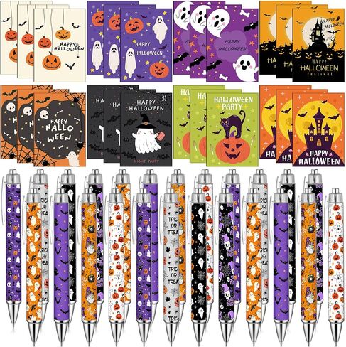 Honoson 48 Pcs Christmas Notebook and Pen Gifts Set 24 Ballpoint Pen 24 Notebook for Xmas Holiday Party Gift Supplies Santa Snowman Tree in Kuwait