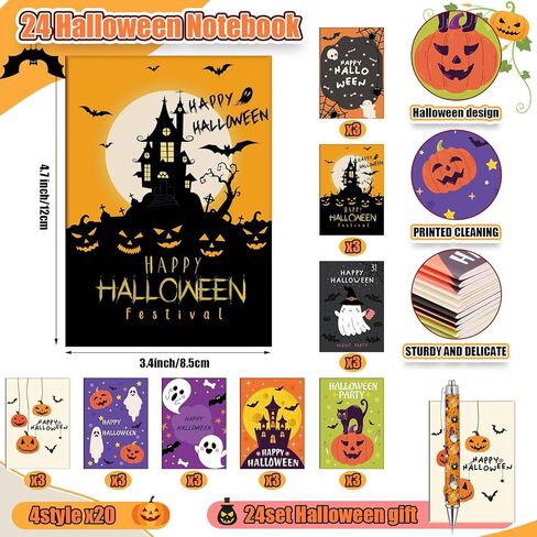 Honoson 48 Pcs Christmas Notebook and Pen Gifts Set 24 Ballpoint Pen 24 Notebook for Xmas Holiday Party Gift Supplies Santa Snowman Tree in Kuwait