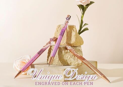 InnoBeta Christian Gifts, Floral Glitter Ballpoint Pen Set of 3, Spiritual Encouragement Inspirational Religious Pens in Kuwait