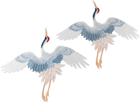 Clothes Embroidered Applique 2pcs Large Accessories 6.7x3.2inch Animal Birds Iron on Patches DIY Blue Red Crowned in Saudi Arabia
