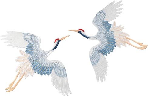 Clothes Embroidered Applique 2pcs Large Accessories 6.7x3.2inch Animal Birds Iron on Patches DIY Blue Red Crowned in Saudi Arabia