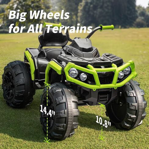 24V Kids ATV 4 Wheeler، عربة ATV كهربائية بأربع عجلات للأطفال الكبار مع بلوتوث، محركات 2x200W - أزرق in Kuwait