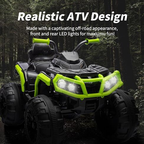 24V Kids ATV 4 Wheeler، عربة ATV كهربائية بأربع عجلات للأطفال الكبار مع بلوتوث، محركات 2x200W - أزرق in Kuwait