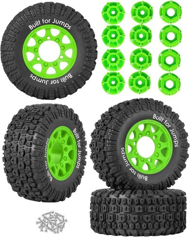إطارات سداسية 12 مم/14 مم/17 مم لشاحنة 1/10 RC مائلة 2WD 4×4 Senton Axia1 L0S1 Red cat Rc 4wd، 1/10 إطارات شاحنة قصيرة مع حشوات إسفنجية، 4 قطع، أخضر in Saudi Arabia