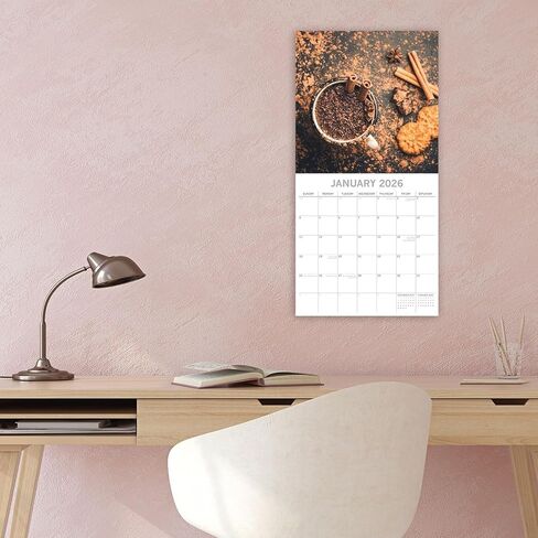The Gifted Stationery 16-Month Square Wall Calendar 2026 - Calendar with Chocolate Theme Print - Hanging 2026 Planner with 180 Stickers - 12 x 12 in, Chocolate in Saudi Arabia