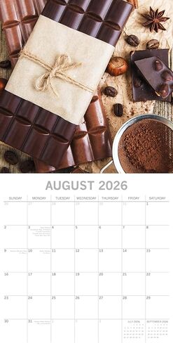 The Gifted Stationery 16-Month Square Wall Calendar 2026 - Calendar with Chocolate Theme Print - Hanging 2026 Planner with 180 Stickers - 12 x 12 in, Chocolate in Saudi Arabia