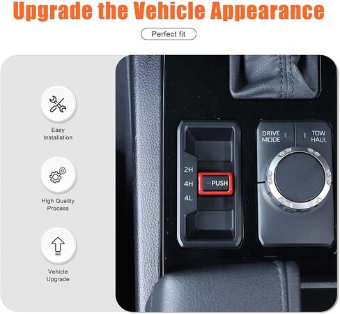 غطاء لوحة زر تبديل وضع الدفع الرباعي للسيارة Ddecoration مناسب لسيارة Toyota Tundra 2022 2023، 4WD الدفع الرباعي والعتاد غطاء لوحة تبديل الإطار ملحقات بديلة (أحمر) in Kuwait