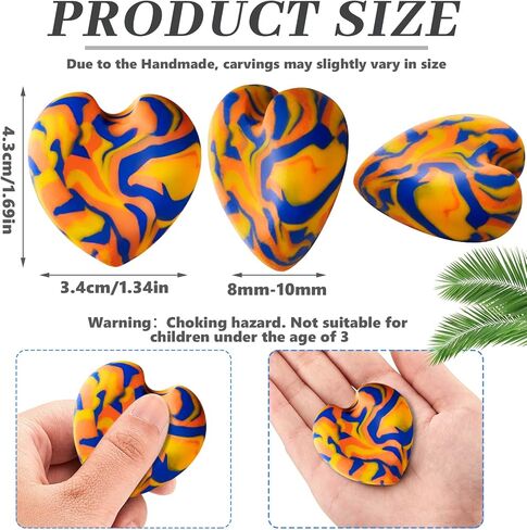 Honeydak 12 Pcs Thumb Worry Stone Worry Stones for Anxiety Clay Anxiety Stone Colorful Stress Stone Soothing Stone Easy to Carry, 12 Styles in Kuwait