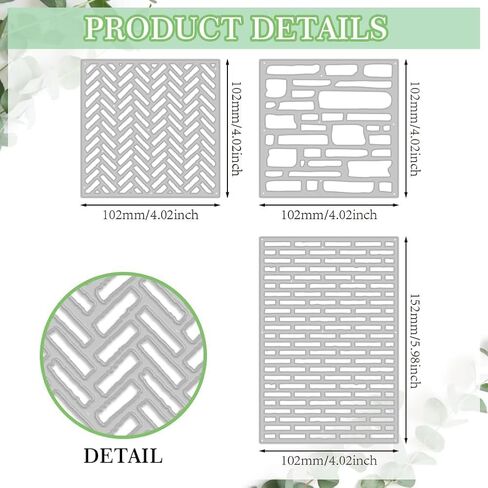 3pcs Brick Wall Background Cutting Dies Metal Cutting Dies Stencils Carbon Steel Die Cuts Embossing Template for Card Making DIY Scrapbooking Album Paper Craft in Saudi Arabia
