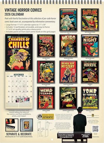 Asgard Press 2026 Vintage Horror Comics Deluxe Wall Calendar, 16 Months, Frame-Ready Pre-Code Comic Book Art with Commentary, 11"x30" (Size When Open) in Saudi Arabia