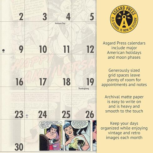 Asgard Press 2026 Vintage Horror Comics Deluxe Wall Calendar, 16 Months, Frame-Ready Pre-Code Comic Book Art with Commentary, 11"x30" (Size When Open) in Saudi Arabia