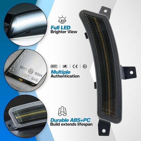 2 قطعة مصابيح LED للعلامات الجانبية لعام 2025 2026 جي إم سي يوكون XL تشيفي تاهو سوبربان كاديلاك إسكاليد ESV، أبيض كامل LED المصد الأمامي للحاجز الجانبي مصباح إشارة الانعطاف عدة عدسة مدخنة OEM 84855907/6 in Kuwait