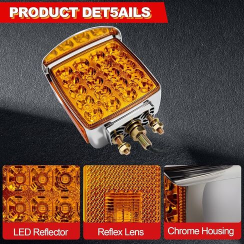العنبر / الأحمر مربع مزدوج الوجه الركيزة أضواء الحاجز 44 LEDبدوره إشارة ضوء شاحنة مقطورة الجانب ماركر أضواء استبدال لPeterbilt / كينورث / Freightliner (يمين) in Saudi Arabia