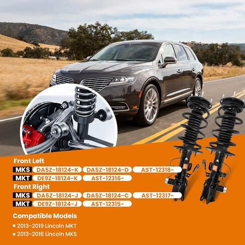 Pair Front Struts Shock Absorber Assembly w/Electronic Suspension Fit for 2013-2019 Lincoln MKT, for 2013-2016 Lincoln MKS V6 3.5L/3.7L, Replaces DA5Z-18124-K, DE9Z-18124-K in Saudi Arabia