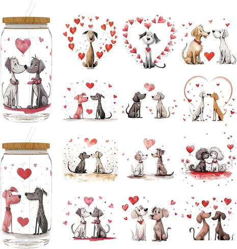 UV DTF Cup Wrap for 16oz Glass, 12 Sheets Valentine's Day Cherry Bow Transfer Stickers, Rub on Transfers for Crafts Cup Tumbler DIY Crafts in Saudi Arabia