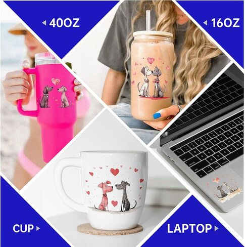 UV DTF Cup Wrap for 16oz Glass, 12 Sheets Valentine's Day Cherry Bow Transfer Stickers, Rub on Transfers for Crafts Cup Tumbler DIY Crafts in Saudi Arabia