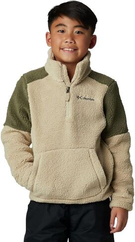 Columbia Youth Boys Rugged Ridge III Sherpa Half Zip, Black/City Grey, X-Small in Saudi Arabia