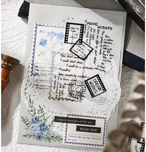 120 PCS Vintage Aesthetic Scrapbook Stickers,Transparent Sticker for Tenns Girls Boys DIY Diary Crafts Journaling Supplies Water Bottle Scrapbook Notebook Junk Journal Album in Saudi Arabia
