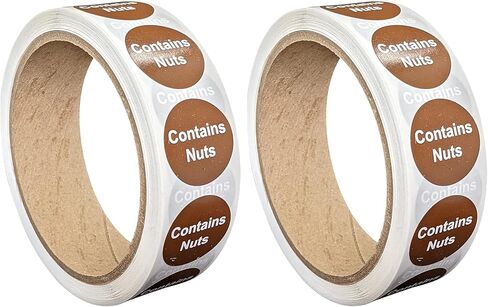 Contains Nuts Food Allergen Labeling Stickers, 1 Inch Round [500 Labels per Roll] in Saudi Arabia