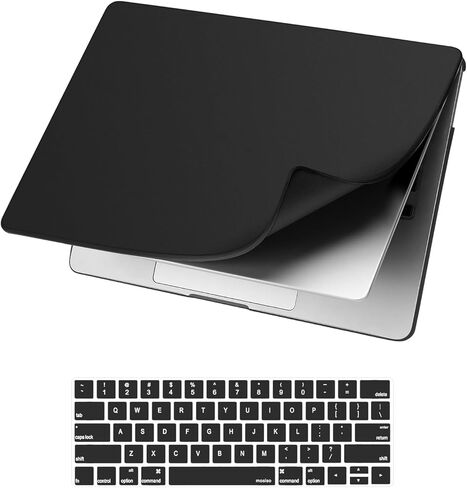 جراب MOSISO متوافق مع جهاز MacBook Pro 13 بوصة M2 2025-2016 A2338 M1 A2251 A2289 A2159 A1989 A1708 A1706، مقاوم للصدمات وبصمات الأصابع ومقاوم للخدش من مادة البولي بروبيلين غير اللامعة وغطاء لوحة المفاتيح، أسود in Saudi Arabia