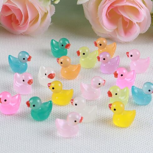 100pcs Mini Luminous Ducks Resin Cute Miniature Duck Mini Resin Ducks for Dollhouse Decoration Micro Fairy Garden Landscape Aquarium DIY in Saudi Arabia