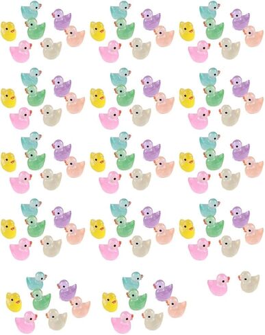 100pcs Mini Luminous Ducks Resin Cute Miniature Duck Mini Resin Ducks for Dollhouse Decoration Micro Fairy Garden Landscape Aquarium DIY in Saudi Arabia