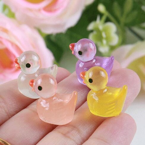 100pcs Mini Luminous Ducks Resin Cute Miniature Duck Mini Resin Ducks for Dollhouse Decoration Micro Fairy Garden Landscape Aquarium DIY in Saudi Arabia