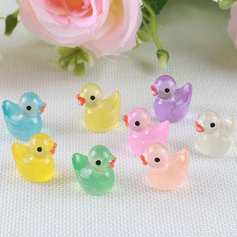 100pcs Mini Luminous Ducks Resin Cute Miniature Duck Mini Resin Ducks for Dollhouse Decoration Micro Fairy Garden Landscape Aquarium DIY in Saudi Arabia