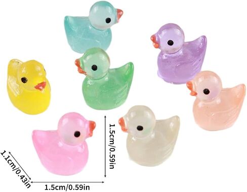 100pcs Mini Luminous Ducks Resin Cute Miniature Duck Mini Resin Ducks for Dollhouse Decoration Micro Fairy Garden Landscape Aquarium DIY in Saudi Arabia