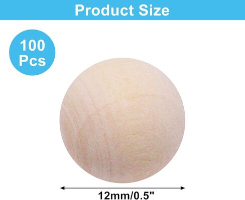 100PCS 1/2 Inch Wooden Balls for Crafts, Unfinished Round Wood Balls, Small Natural Wood Ball for DIY Decorative Projects, Arts and Crafts in Saudi Arabia