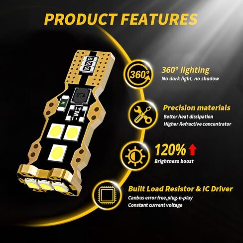 6000K أبيض فائق السطوع T15 3030 9SMD غير قطبي LED لمبة عكس الضوء 921 912 W16W 906 904 CANBUS خالية من الأخطاء النسخ الاحتياطي استبدال أضواء البضائع لإيقاف التثبيت العالي حزمة ضوء الفرامل الثالثة من 2 in Saudi Arabia