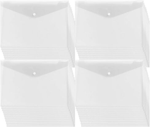 20 قطعة من الأظرف البلاستيكية الشفافة، مجلدات المستندات مع زر إغلاق سريع، حجم الحروف، حجم A4 مع جيب للملصق للمدرسة، المنزل، العمل المكتبي in Kuwait